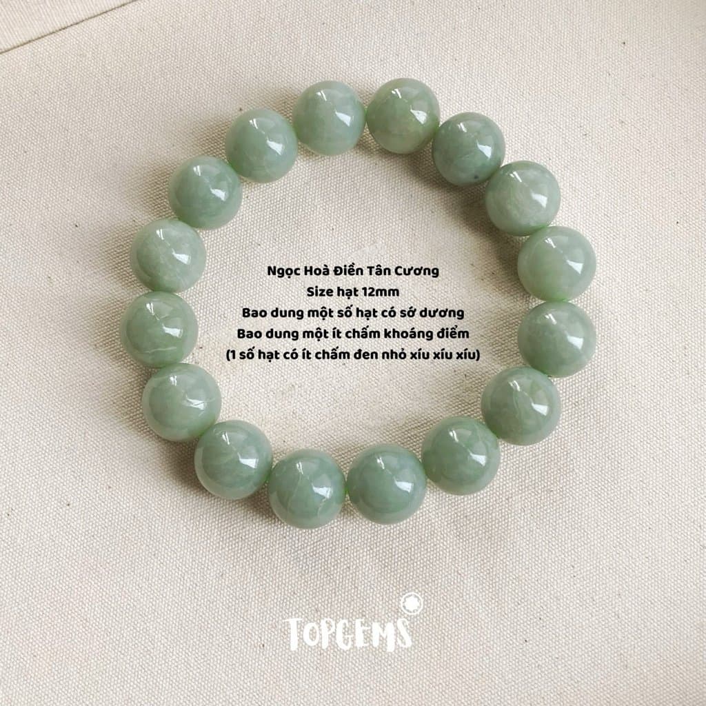 Vòng Tay Chuỗi Ngọc Hoà Điền Tân Cương Tự Nhiên 12 Li - Vòng Chuỗi Ngọc Nam Nữ Đều Đeo Được - SHIP HOẢ TỐC