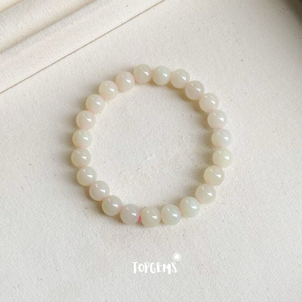 Vòng Tay Chuỗi Ngọc Hoà Điền Củ Sen Tự Nhiên 8 Li TOPGEMS - SHIP HOẢ TỐC CÓ KÈM HỘP