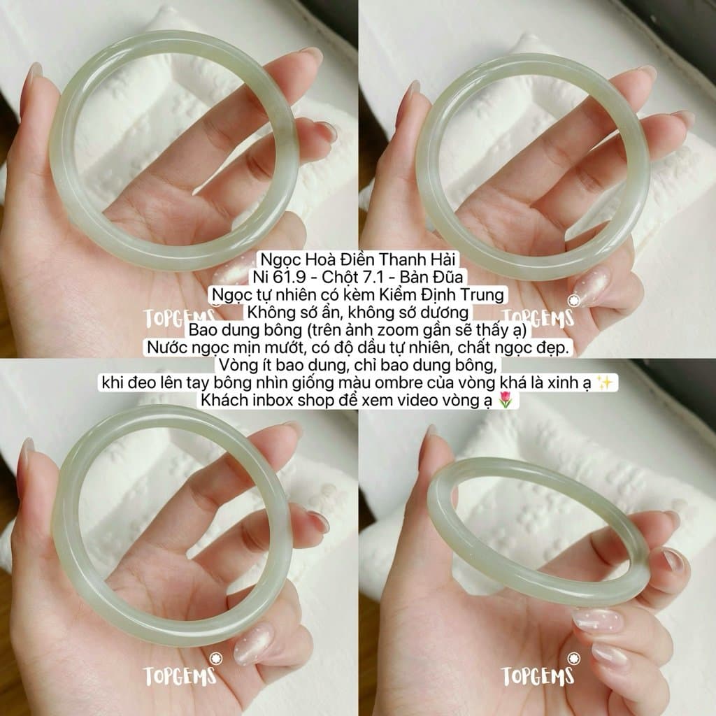 Tổng Hợp Vòng Bản Ngọc Hoà Điền Tự Nhiên Hàng Đẹp TOPGEMS Vòng Bản Đũa Vòng Bản Hẹ Vòng Dingdang Ngọc Hoà Điền Tự Nhiên