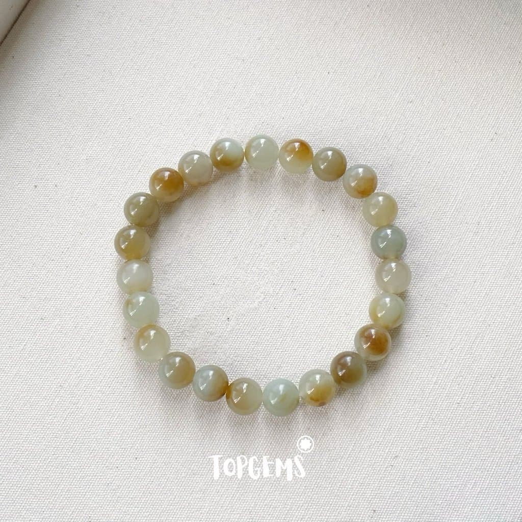 Vòng Tay Chuỗi Mật Ngọc Hoà Điền Tự Nhiên 8 Li TOPGEMS - SHIP HOẢ TỐC TẶNG KÈM HỘP VA353 - Ảnh bìa