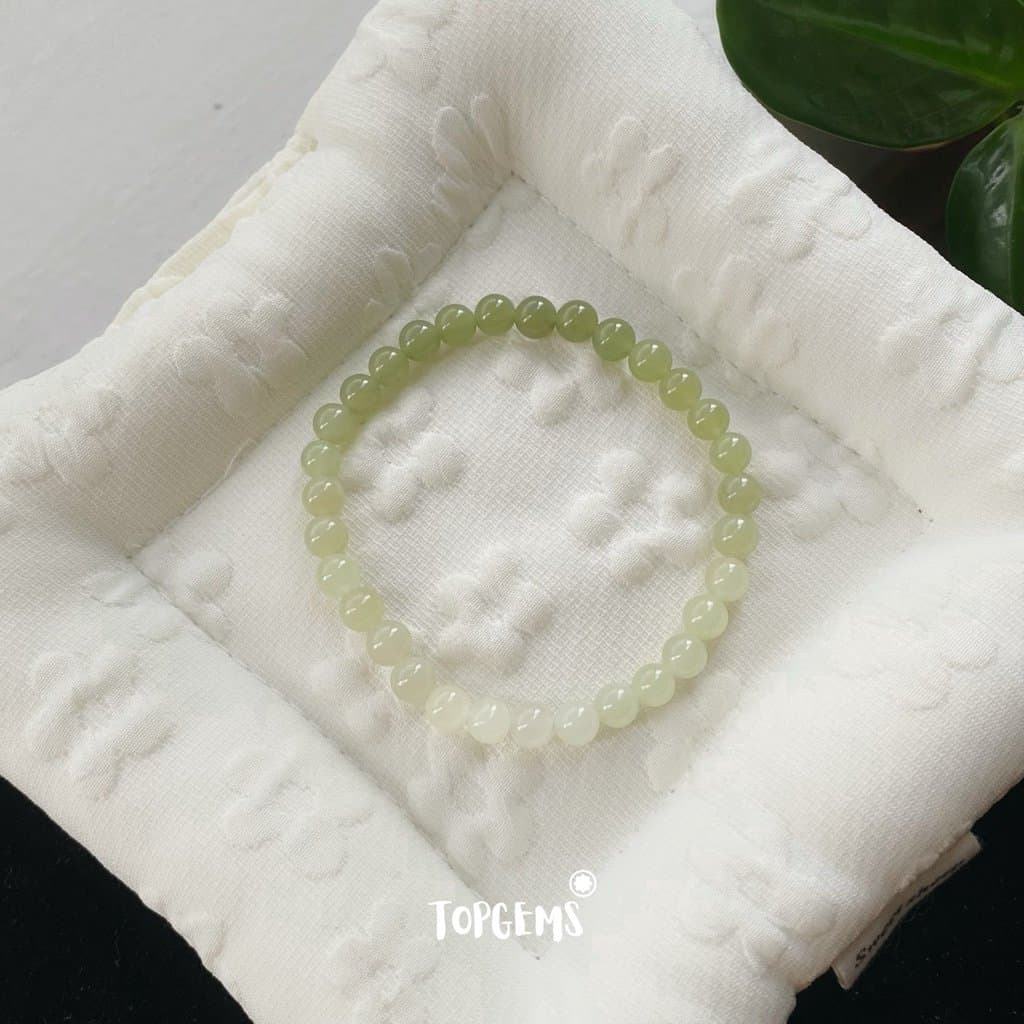 Chuỗi Vòng Tay Ngọc Hoà Điền Tự Nhiên Thanh Hải Thanh Thuỷ 8 Li Nước Ngọc Trong Mướt TOPGEMS - SHIP HOẢ TỐC CÓ TẶNG HỘP