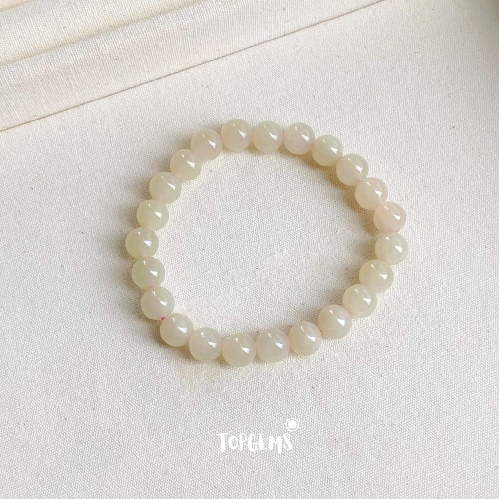 Vòng Tay Chuỗi Ngọc Hoà Điền Củ Sen Tự Nhiên 8 Li TOPGEMS - SHIP HOẢ TỐC CÓ KÈM HỘP