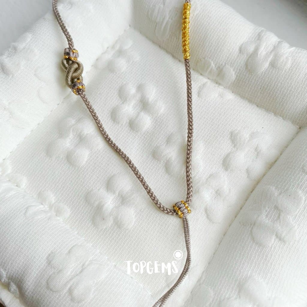 Vòng Cổ Dây Đan Xỏ Mặt Ngọc Mặt Đá, Dây Chuyền Đan Tết Xâu Mặt Vô Sự Bài - TOPGEMS