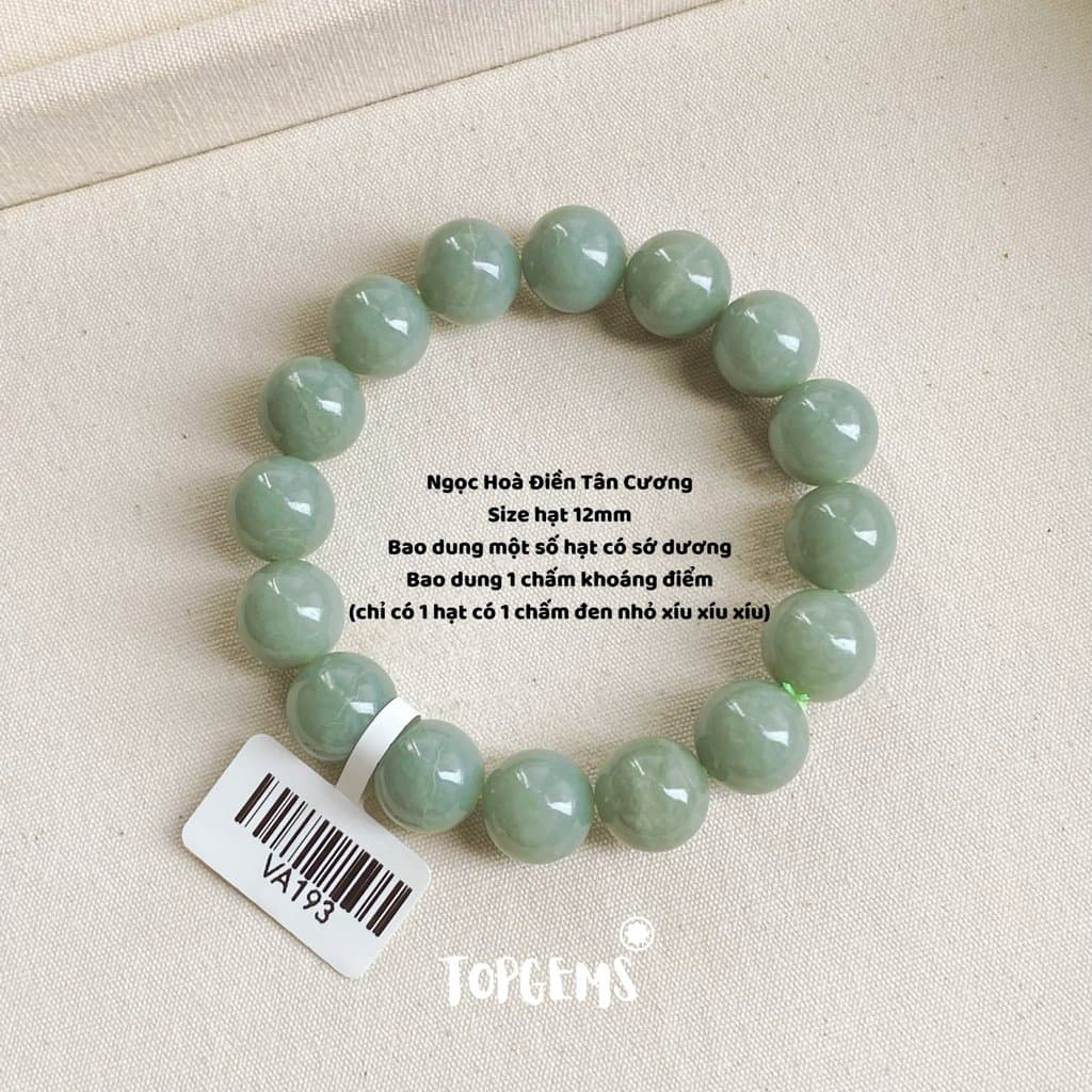 Vòng Tay Chuỗi Ngọc Hoà Điền Tân Cương Tự Nhiên 12 Li - Vòng Chuỗi Ngọc Nam Nữ Đều Đeo Được - SHIP HOẢ TỐC