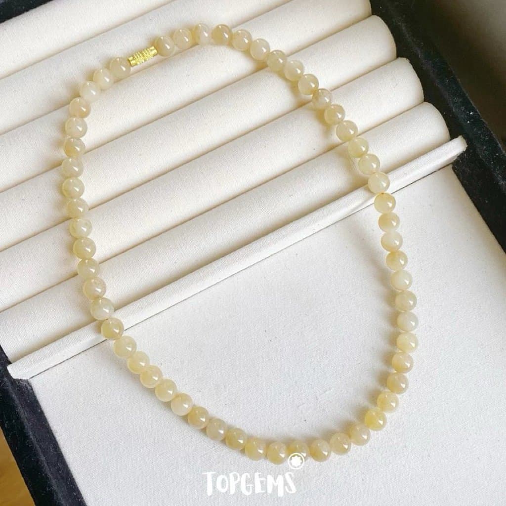 Vòng Tay Chuỗi Mật Ngọc Hoà Điền Tự Nhiên 8 Li TOPGEMS - SHIP HOẢ TỐC TẶNG KÈM HỘP N005 - Ảnh bìa